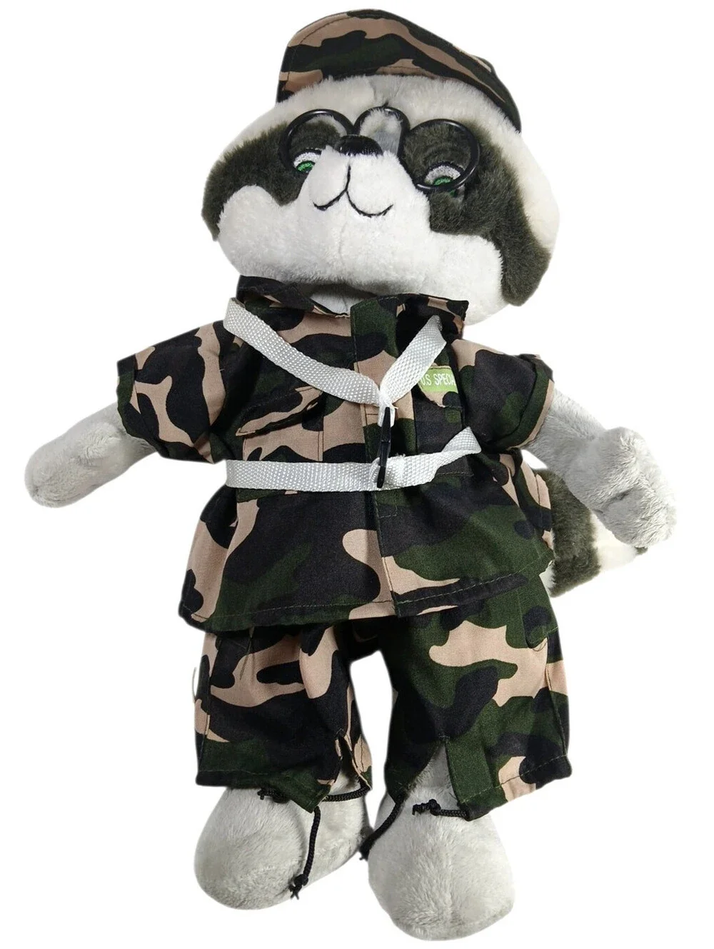 Special Forces Camo Suit Cap Parachute Raccoon Stuffed Animal paratrooper FIESTA